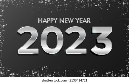 Modern Happy New Year 2023 with steel and grunge. Twenty Twenty Three vector design. Happy New Year 2023 design vector