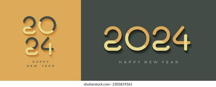 modern happy new year 2024 design with unique numbers