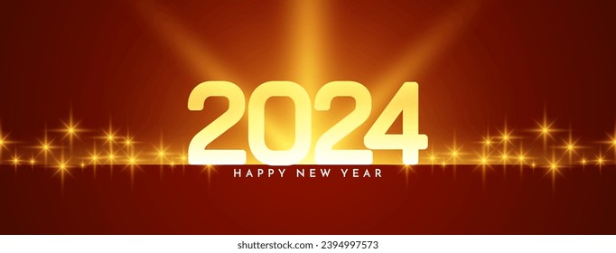 Modern Happy new year 2024 celebration banner design vector