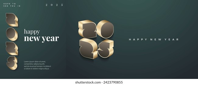 modern happy new year 2025 with luxury gold embossed numbers. Premium design 2025 for calendar, poster, template or poster design.