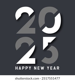 Modern Happy New Year background with a minimal typography design
