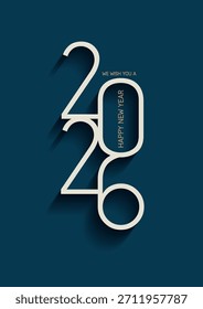 Moderner Happy New Year Hintergrund mit einer minimalen Zahlen Design 