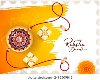 Modern Happy Raksha Bandhan cultural Indian festival background vector