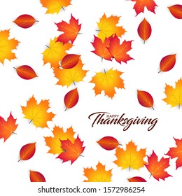 modern happy thanksgiving day background with autumn leaves. fall leaves background. maple leaves