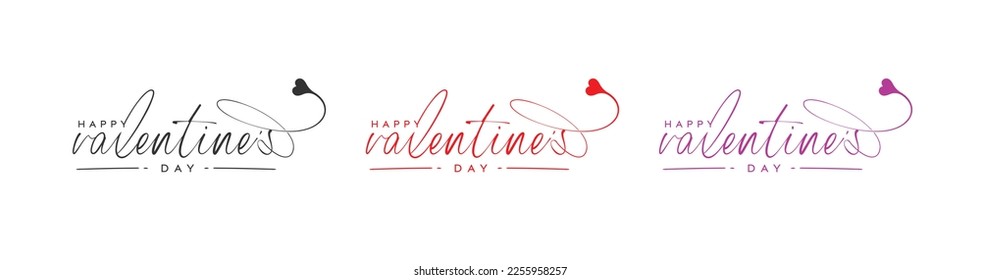 Modern happy valentines day logo, happy valentines with love, love vector logo design.