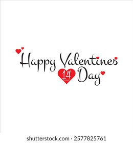 Modern happy valentines day logo, black color  pink color  vector logo design.