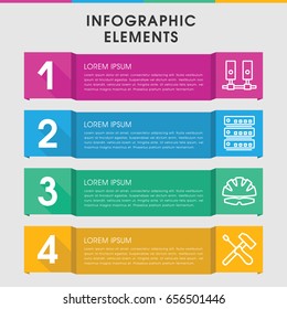 Modern hard infographic template. infographic design with hard icons includes helmet, server. can be used for presentation, diagram, annual report, web design.