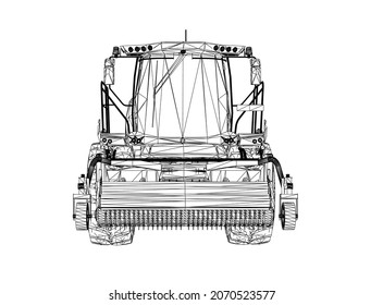 Modern harvester on a white background. Abstract Creative vector lines connected to points