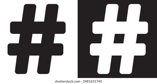 Modern Hashtag sign symbol, vector logo design for app, website. Social Media icon, symbol. Hashtag icon, silhouette, vector design. Vector illustration.