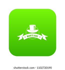 Modern hat icon green vector isolated on white background