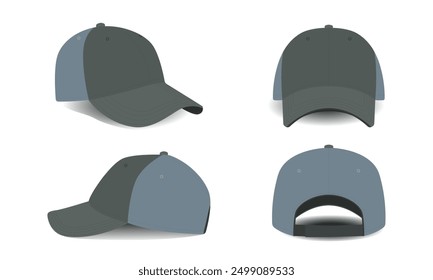 Modern hat template multi-sided view, vector illustration