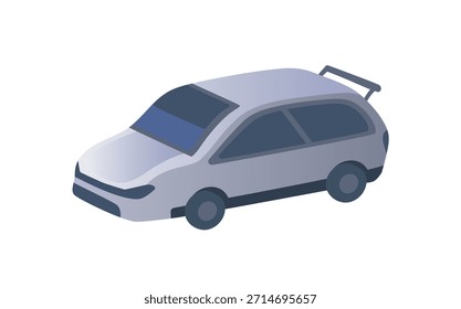 Moderno hatchback. Coche azul. Modelo de auto para la ciudad. Automóvil en estilo minimalista. Transporte para el viaje por carretera. Vehículo para viajar. Tráfico Urbana. Ilustración vectorial aislada plana sobre fondo blanco