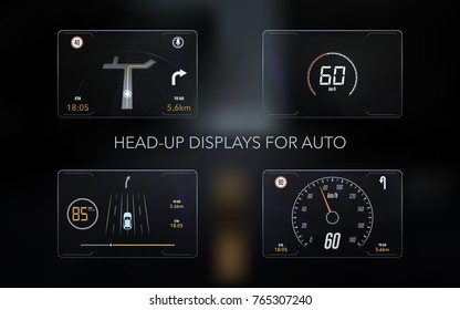 Modern head up display and elements for it. HUD interface. Vector Illustration.