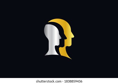 modern head gold logo design