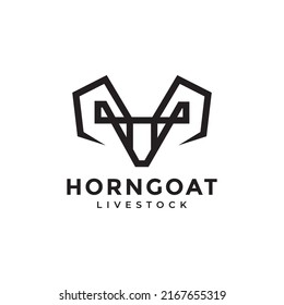 modern head and horn goat logo design vector graphic symbol icon illustration creative idea