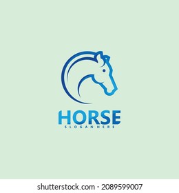 Modern head horse line art logo design. Logo colorful