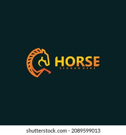 Modern head horse line art logo design. Logo colorful