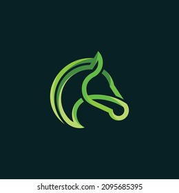 Modern head horse line art logo design. Logo colorful