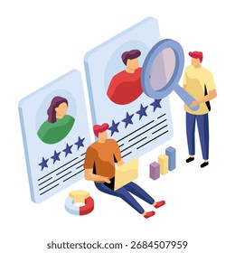 Modern Headhunting illustration, editable vector