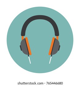 Modern headphone icon. Cartoon vector illustration in a flat style. 