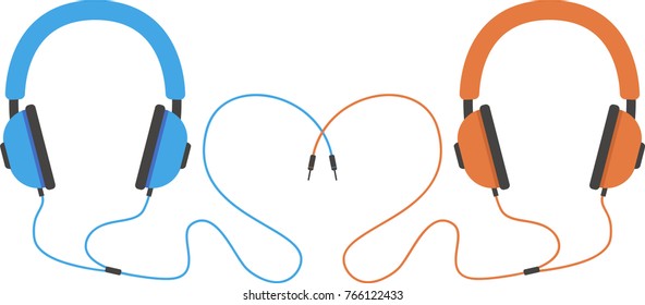 Modern headphone icon. Cartoon vector illustration in a flat style. 