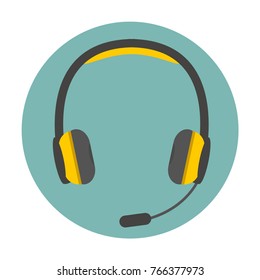 Modern headphone icon. Cartoon vector illustration in a flat style.