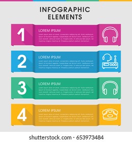 Modern headphone infographic template. infographic design with headphone icons includes desk phone, headset. can be used for presentation, diagram, annual report, web design.