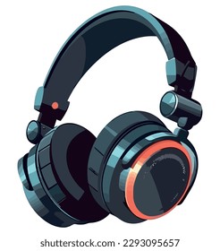 Modern headphones in black design over white