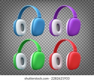 Auriculares modernos aislados en un fondo transparente. Concepto de amamantamiento. Banner vectorial 3d con espacio de copia