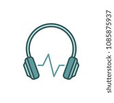 Modern headphones with sound wave vector colored icon or sign