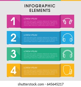 Modern headset infographic template. infographic design with headset icons includes headset, earphones. can be used for presentation, diagram, annual report, web design.
