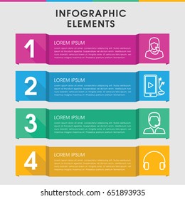 Modern headset infographic template. infographic design with headset icons includes customer support. can be used for presentation, diagram, annual report, web design.