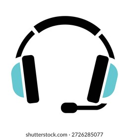 Fone de ouvido moderno com microfone e fones de ouvido isolados no fundo branco