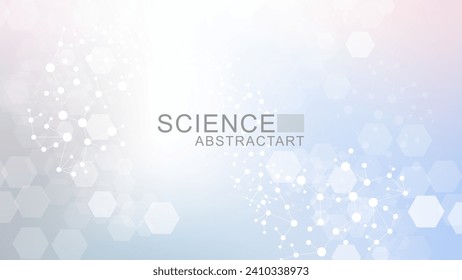 Modern health care abstract background with lines, dots and hexagons. Medical innovation banner template concept. Wave flow. Vector illustration.