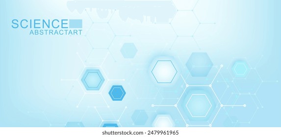 Modern health care abstract background with lines, dots and hexagons. Medical innovation banner template concept. Vector illustration.