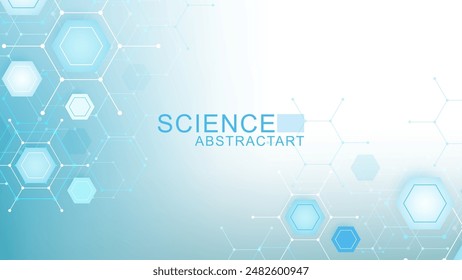 Moderner Gesundheitswesen abstrakter Hintergrund mit Linien, Punkten und Sechsecken. In: Medical Innovation Banner Vorlage Concept. Vektorillustration.