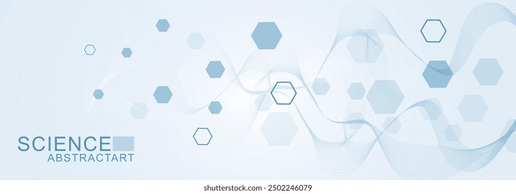 Modern health care abstract background with lines, dots and hexagons. Medical innovation banner template concept. Vector illustration.