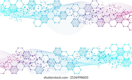Modern health care abstract background with lines, dots and hexagons. Medical innovation banner template concept. Vector illustration.