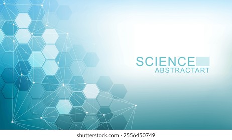 Modern health care abstract background with lines, dots and hexagons. Medical innovation banner template concept. Vector illustration.