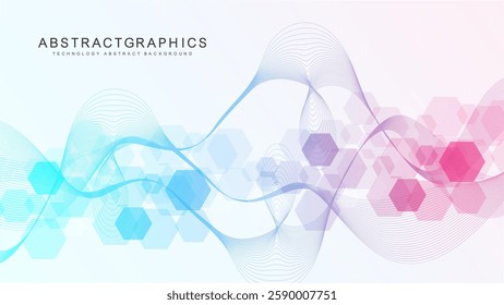 Modern health care abstract background with lines, dots and hexagons. Medical innovation banner template concept. Vector illustration.