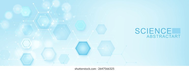 Modern health care abstract background with lines, dots and hexagons. Medical innovation banner template concept. Vector illustration.