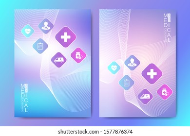 Modern Health care cover template design for a report and medical brochure design, flyer, leaflets for printing presentation. Healthcare cover template science design vector illustration.