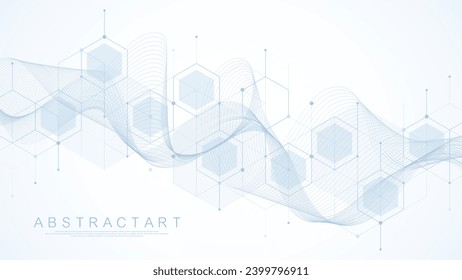 Modern health care or medical background design. Health care innovation concept. Horizontal header web banner. Abstract geometric background with hexagon shapes for medicine, science, chemistry.