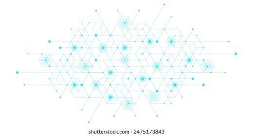 Modern health care or medical background design. Health care innovation concept. Horizontal header web banner. Abstract geometric background with hexagon shapes for medicine, science, chemistry.