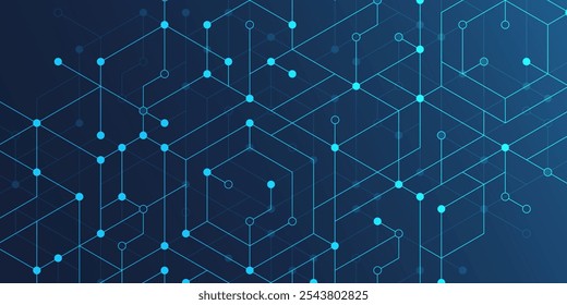 Cuidado de la salud moderno o diseño de fondo médico. Concepto de innovación sanitaria. Anuncio de Web de cabezal Horizontal. Fondo geométrico Abstractas con Formas hexagonales para medicina, ciencia, química.