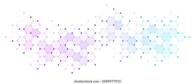 Modern health care or medical background design. Health care innovation concept. Horizontal header web banner. Abstract geometric background with hexagon shapes for medicine, science, chemistry