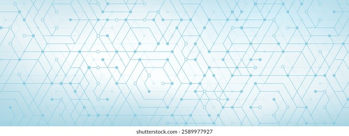 Modern health care or medical background design. Health care innovation concept. Horizontal header web banner. Abstract geometric background with hexagon shapes for medicine, science, chemistry