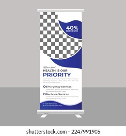 Modern health care medical Roll up Banner, medical brochure pull up design template presentation for Exhibition