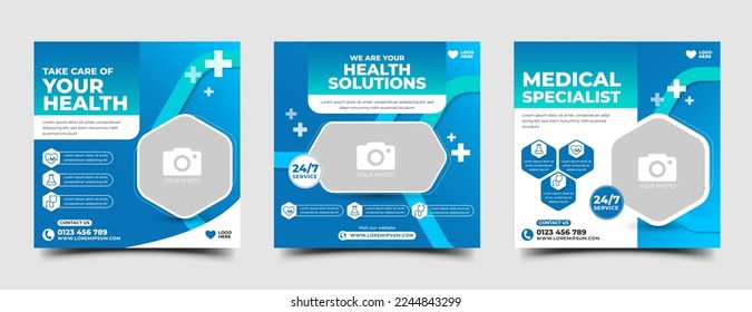 Modern health care and medical social media post template design collection