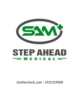 modern health logo design with letter SAM